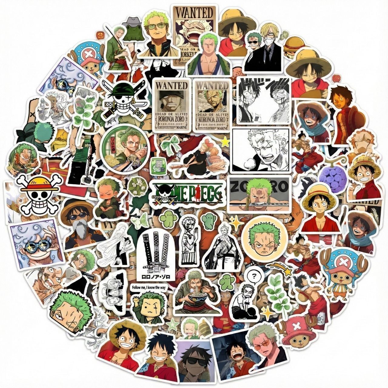 WEELIN Luffy, Zoro stickers for Laptop Mobile | Wall | Water Bottle. Luffy Zoro Self Adhesive Vinyl Laptop Skin Compatible for 15.6 inch-image-7