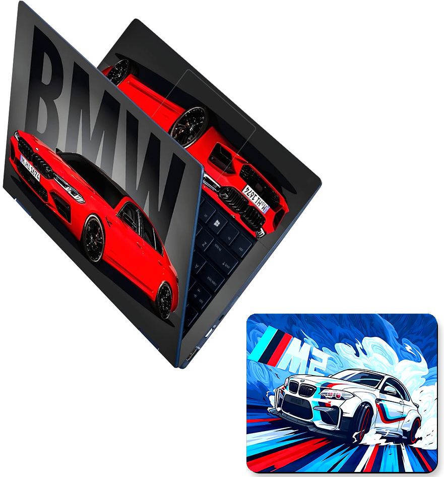 Flipkart SmartBuy Combo of Full Body Laptop Skin and Mouse Pad - BMW M Series Red Sedan No Residue Removable Self Adhesive Vinyl Reusable Laptop Skin Compatible for 15.6 inch-picture-34