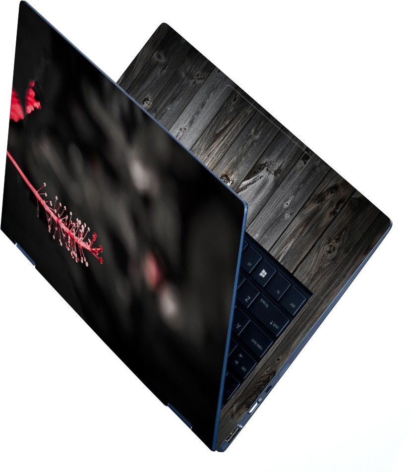 FineArts Full Body Laptop Skin Sticker For 14 to 15.6 inch Laptop - Red Leaf Black Blur Self Adhesive Stretched Vinyl Laptop Decal 15.6-image-1