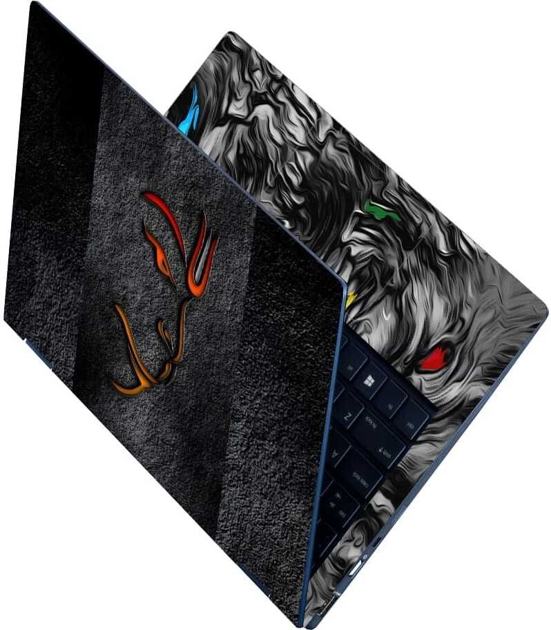 Flipkart SmartBuy Full Body Laptop Skin Sticker - Lord Hanuman Black Rock Design Self Adhesive Vinyl Laptop Decal 15.6-image-31