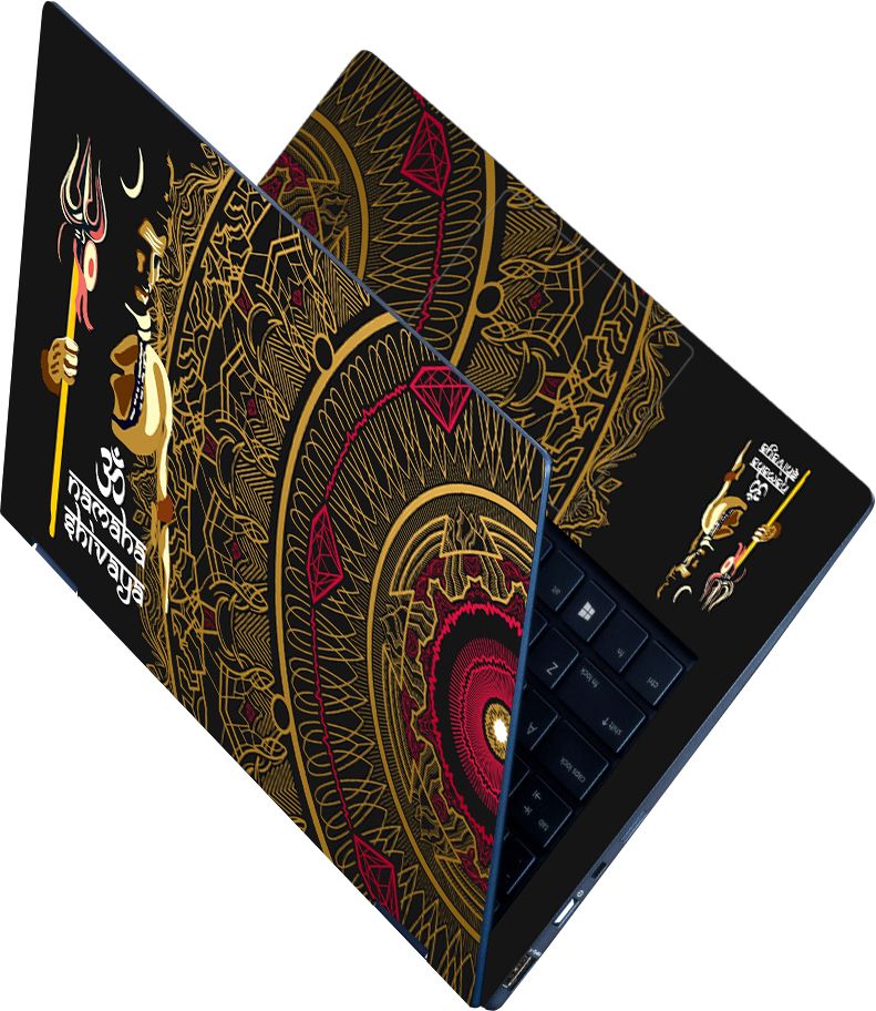 Flipkart SmartBuy Full Body Laptop Skin Sticker - Shiva on Brown Spiral Self Adhesive Vinyl Laptop Decal 15.6-image-24