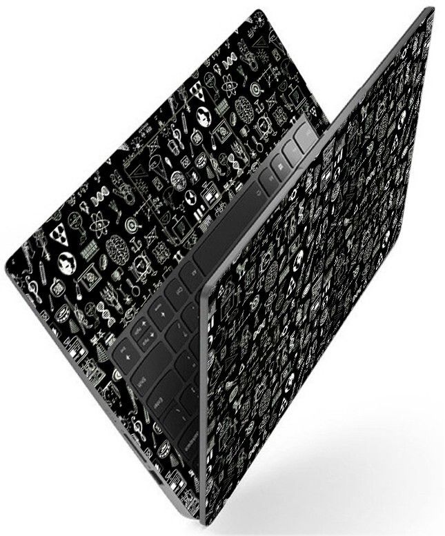 Techfit Full Body Laptop Skin Fits Size Upto 15.6 Inches - Space Symbols on Black Premium Stretched Vinyl Laptop Decal 15.6-image-27