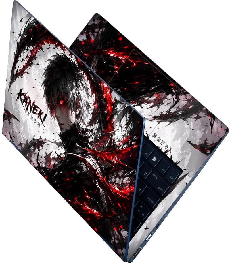 Techfit Premium HD UV Full Body Laptop Skin Sticker - Kaneki Red Eye Tokyo Ghoul Self Adhesive Vinyl Laptop Skin Compatible for 15.6 inch-image-36