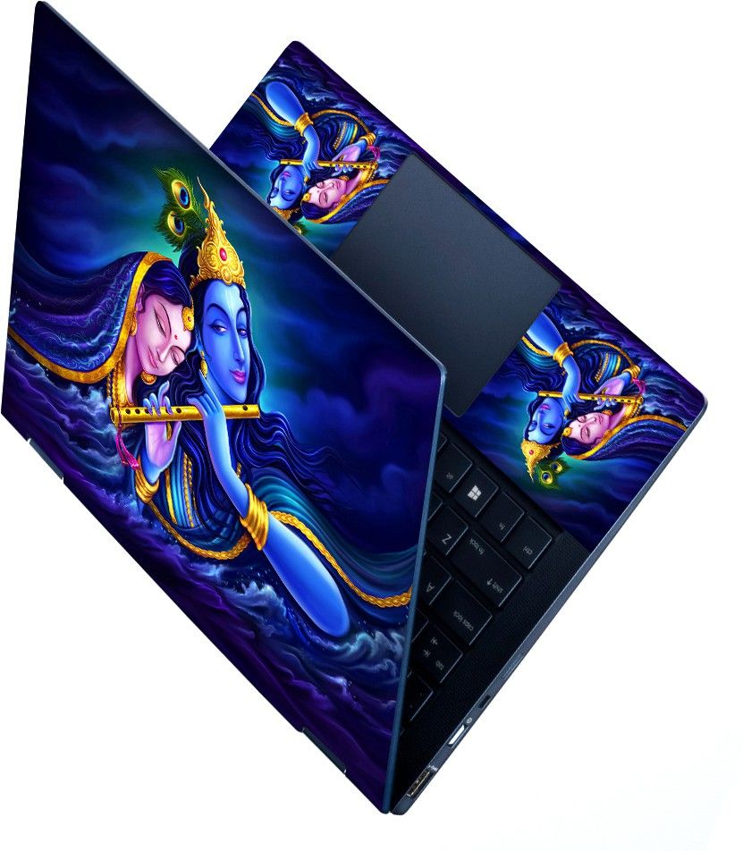 Techfit Full Panel Laptop Skin Decal Fit Size Upto 15.6 inches - Radha Krishna Blue Self Adhesive Vinyl Laptop Skin Compatible for 15.6 inch-image-44