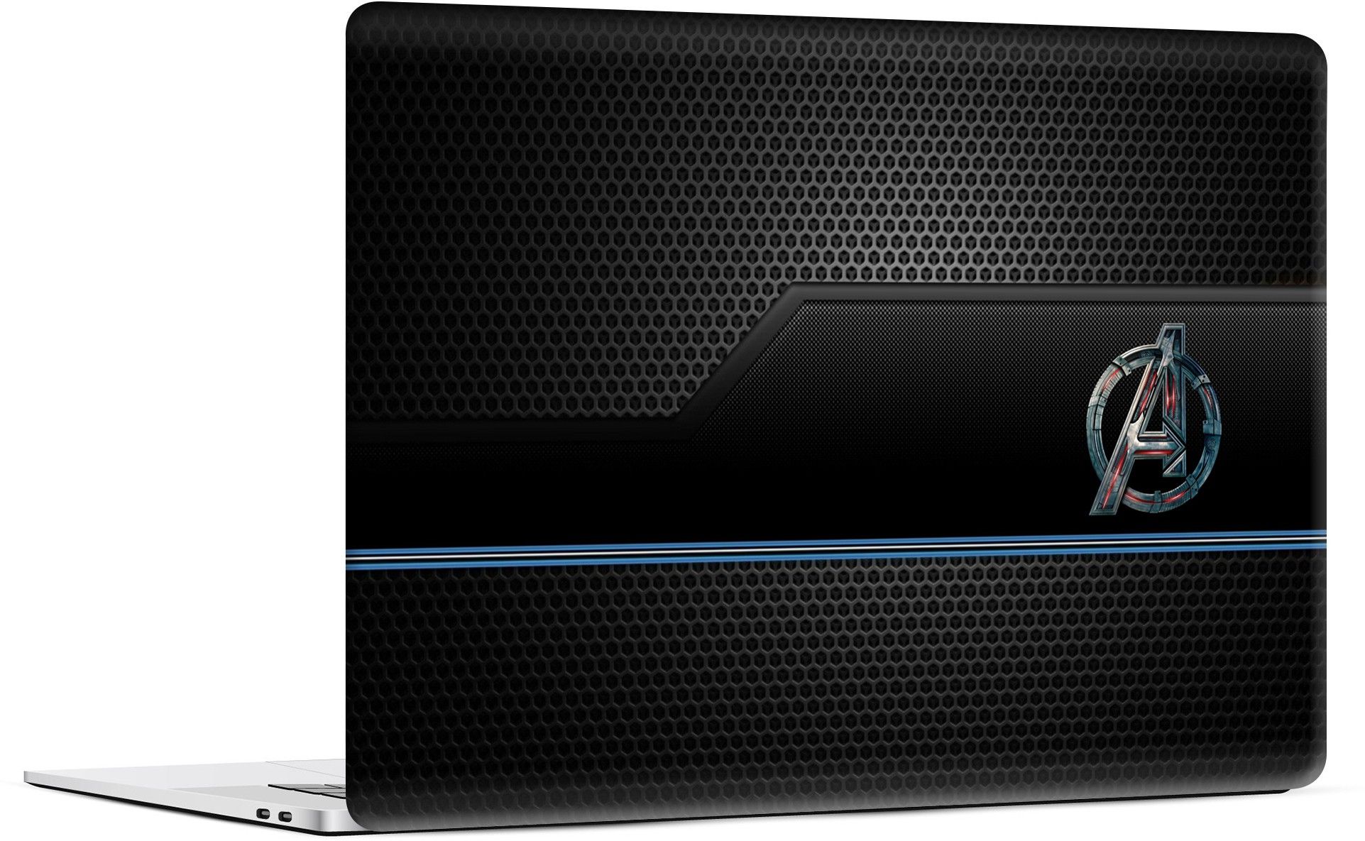 STICKER PRO Universal Laptop Skin with Extra Protective Layer - A Logo Black Net Blue Lines Premium PVC Self Adhesive Vinyl Laptop Decal 15.6-picture-20