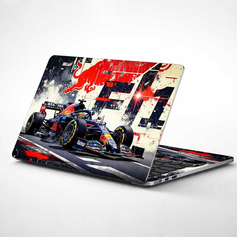 Techfit Premium HD UV Printed Full Body Laptop Skin - Dynamic Racing Car Red Bull F1 Self Adhesive Vinyl Laptop Skin Compatible for 15.6 inch-image-21