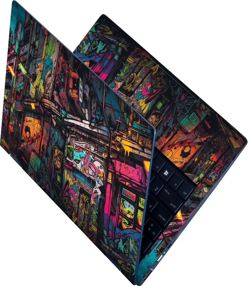 Flipkart SmartBuy Full Body Laptop Skin Sticker - Colorful Graffitied Building Self Adhesive Vinyl Laptop Decal 15.6-image-9