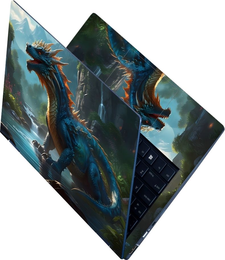 Techfit Full Body Laptop Skin for Laptops Upto 15.6 Inch - Giant Dragon HD Sticker No Residue Removable Self Adhesive Vinyl Reusable Laptop Skin Compatible for 16.5 inch-image-16
