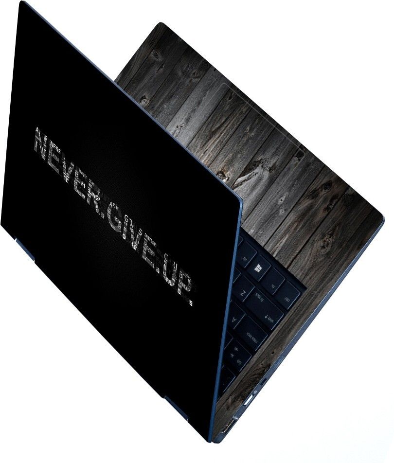 Techfit Full Body Laptop Skin For 14 to 15.6 inch Laptop - Never Give Up on Black Self Adhesive Stretched Vinyl Laptop Decal 15.6-image-20