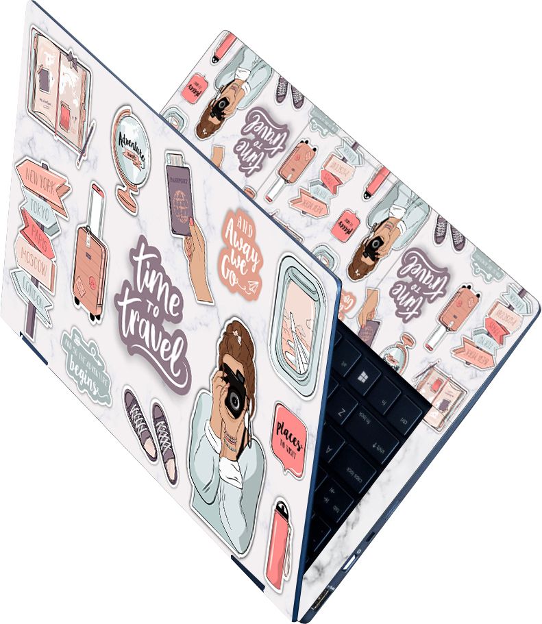 Flipkart SmartBuy Full Body Laptop Skin Sticker - Time to Travel Girl Camera Self Adhesive Vinyl Laptop Decal 15.6-image-17