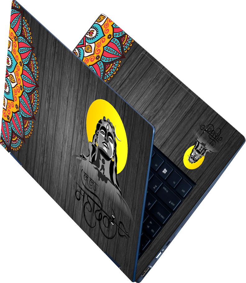 Flipkart SmartBuy Full Body Laptop Skin Sticker - Har Har Mahadev Black Wooden Multi Spiral Self Adhesive Vinyl Laptop Decal 15.6-image-13