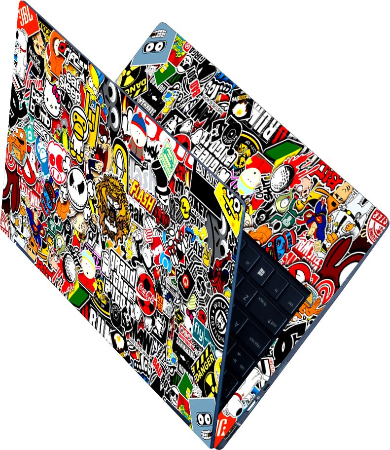 Flipkart SmartBuy Full Body Laptop Skin Sticker - Sticker Bomb Formula Drift Self Adhesive Vinyl Laptop Decal 15.6-picture-19
