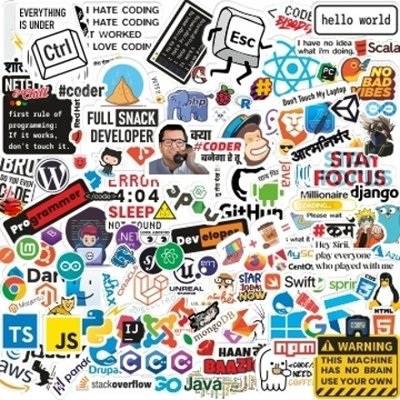 Tarbooz STICKERA Programmer Sticker Pack of 136 Vinyl for Coder,Developer,Laptop,Mobile Vinyl Waterproof Laptop Decal 15.5 image 1
