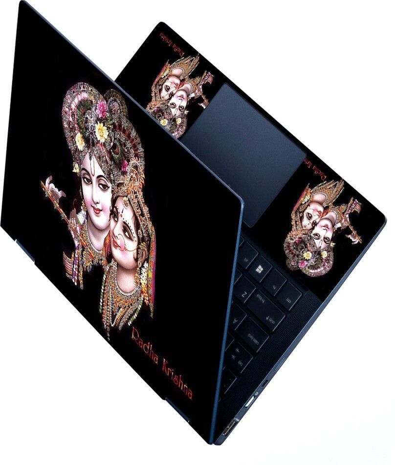 dzazner HD Printed Full Panel Laptop Skin Sticker Vinyl Fits Size Upto 15 inches No Residue, Bubble Free - Radha Krishna Black Self Adhesive Vinyl Laptop Decal 15.6-image-15