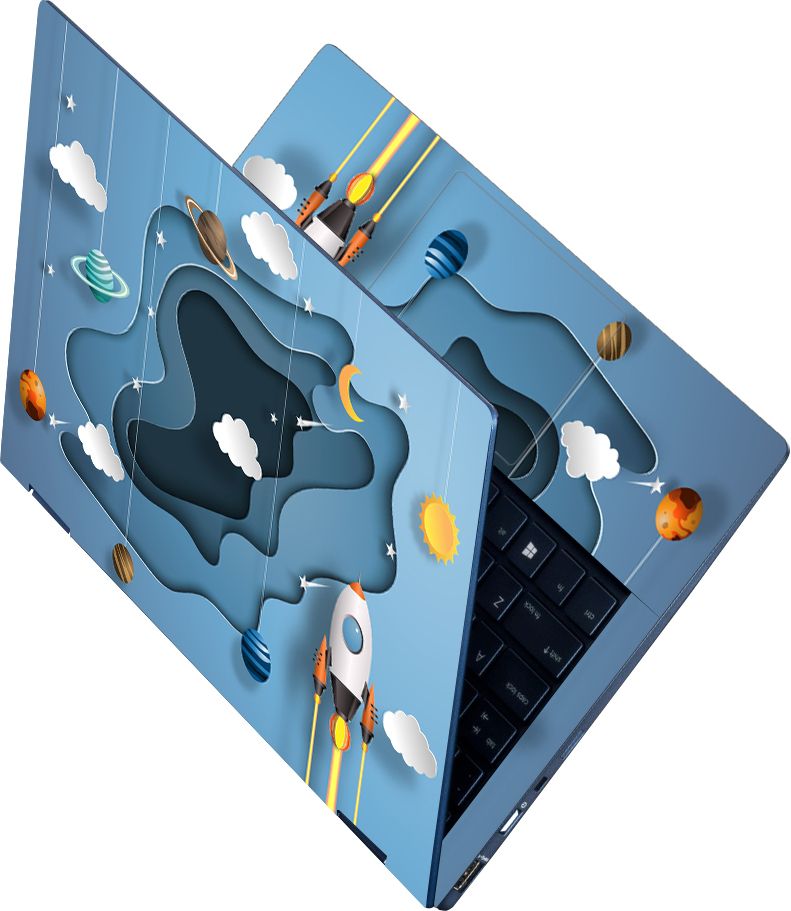Flipkart SmartBuy Full Body Laptop Skin Sticker - Space Art Light Blue Self Adhesive Vinyl Laptop Decal 15.6-image-7