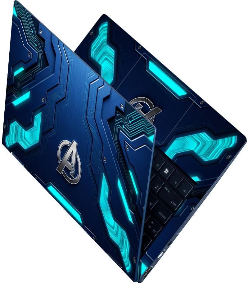 Techfit Premium HD UV Full Body Laptop Skin Sticker - Avengers Logo Cyan Circuit Self Adhesive Vinyl Laptop Skin Compatible for 15.6 inch-image-48