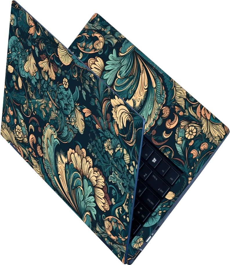 Flipkart SmartBuy Full Body Laptop Skin Sticker - Blue Yellow Floral With Abundance Flowers Self Adhesive Vinyl Laptop Skin Compatible for 15.6 inch-image-34