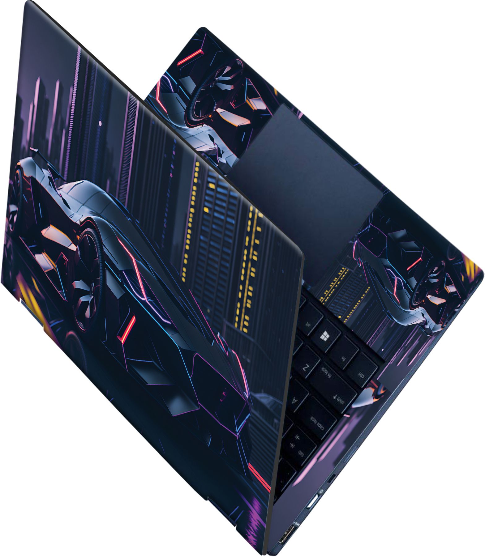 SCOTLON All Panel_Neon car AI generative_Premium Laptop Skin Vinyl Laptop Decal 15.6-image-49