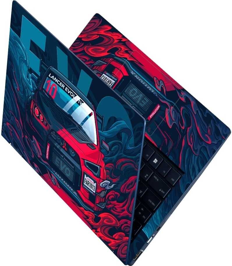 Flipkart SmartBuy Full Body Laptop Skin for Laptops Upto 15.6 Inch - Mitsubishi Lancer EVO RedGlow HD Sticker No Residue Removable Self Adhesive Vinyl Laptop Decal 15.6-image-19