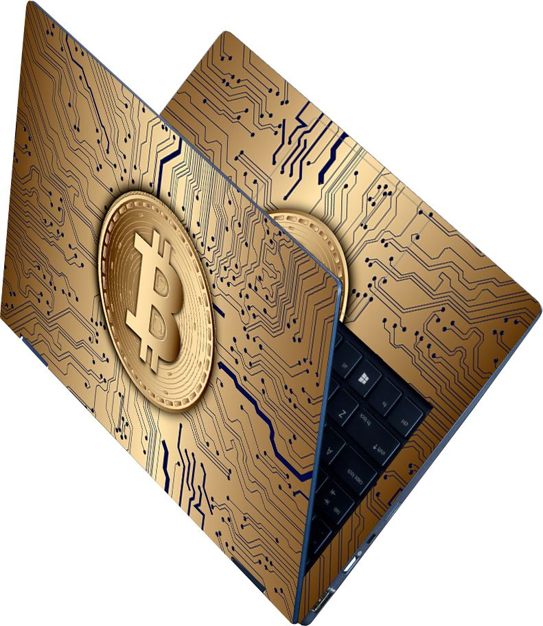 Flipkart SmartBuy Full Body Laptop Skin Sticker - Golden Bitcoin Design_Uv Self Adhesive Vinyl Laptop Decal 15.6-image-37