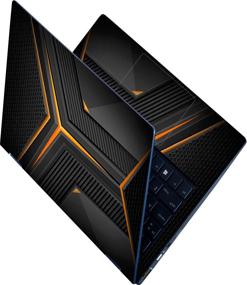 Anweshas Full Body Laptop Skin Sticker - Orange Line Pattern Gaming Design Self Adhesive Vinyl Laptop Decal 15.6-image-33