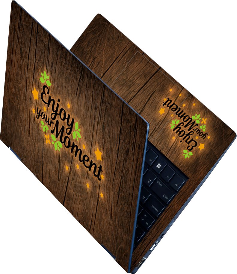 Anweshas Full Body Laptop Skin Sticker - Enjoy Your Moment on Brown Wooden_Uv Self Adhesive Vinyl Laptop Skin Compatible for 15.6 inch-image-30