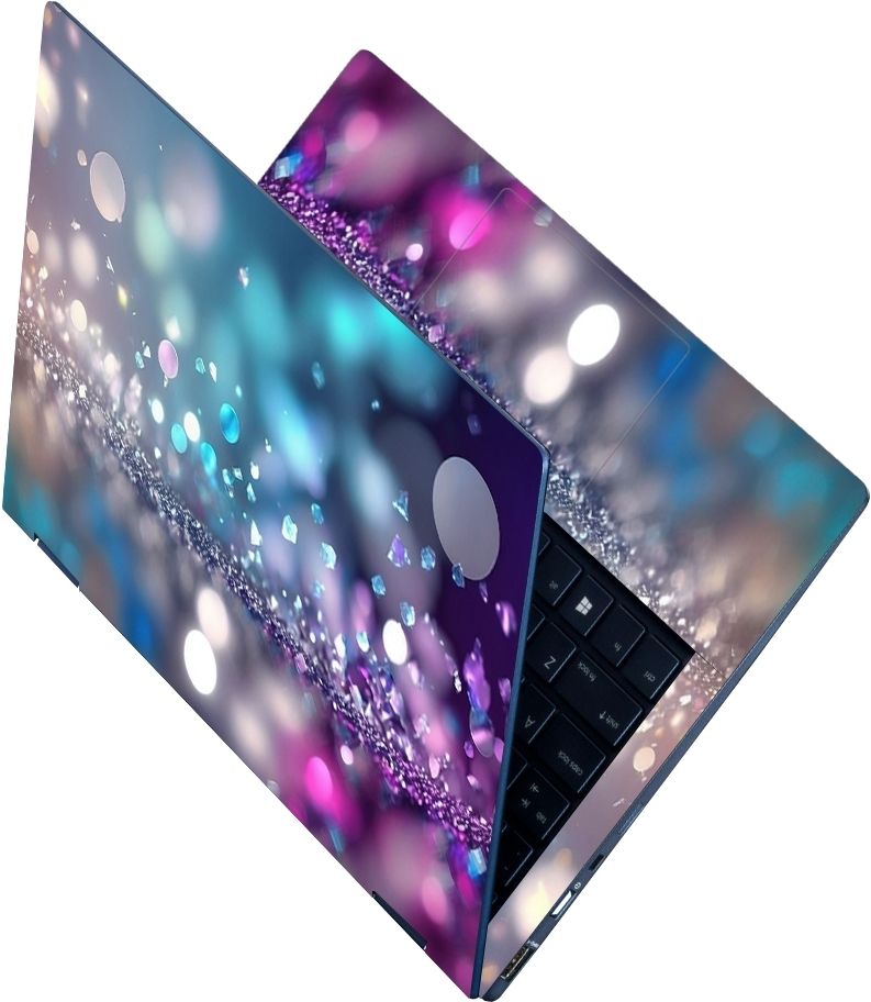 Flipkart SmartBuy Full Body Laptop Skin Sticker - Abstract Glitter Silver Purple Blue Lights Self Adhesive Vinyl Laptop Decal 15.6-image-13