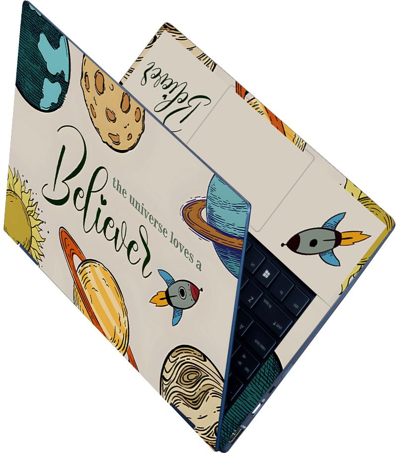 Anweshas Full Body Laptop Skin Fits Size Upto 15.6 Inches - Beliver Space Symbol Self Adhesive Vinyl Laptop Decal 15.6