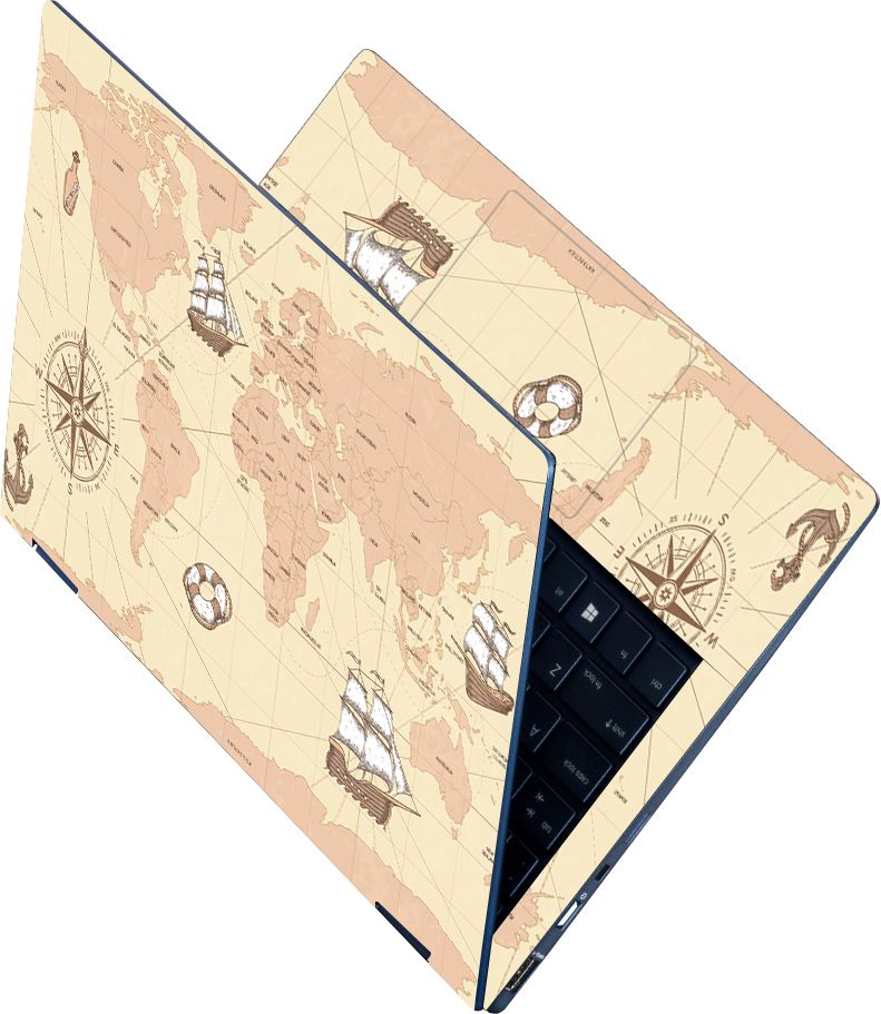 Anweshas Full Body Laptop Skin Sticker - Cream Shaded World Map Self Adhesive Vinyl Laptop Decal 15.6-image-18