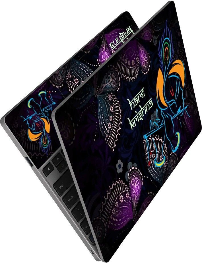 Anweshas HD Printed Full Panel Laptop Skin Sticker Vinyl Fits Size Upto 15 inches No Residue, Bubble Free, Waterproof - Hare Krishna Butterfly Self Adhesive Vinyl Laptop Decal 15.6-picture-12