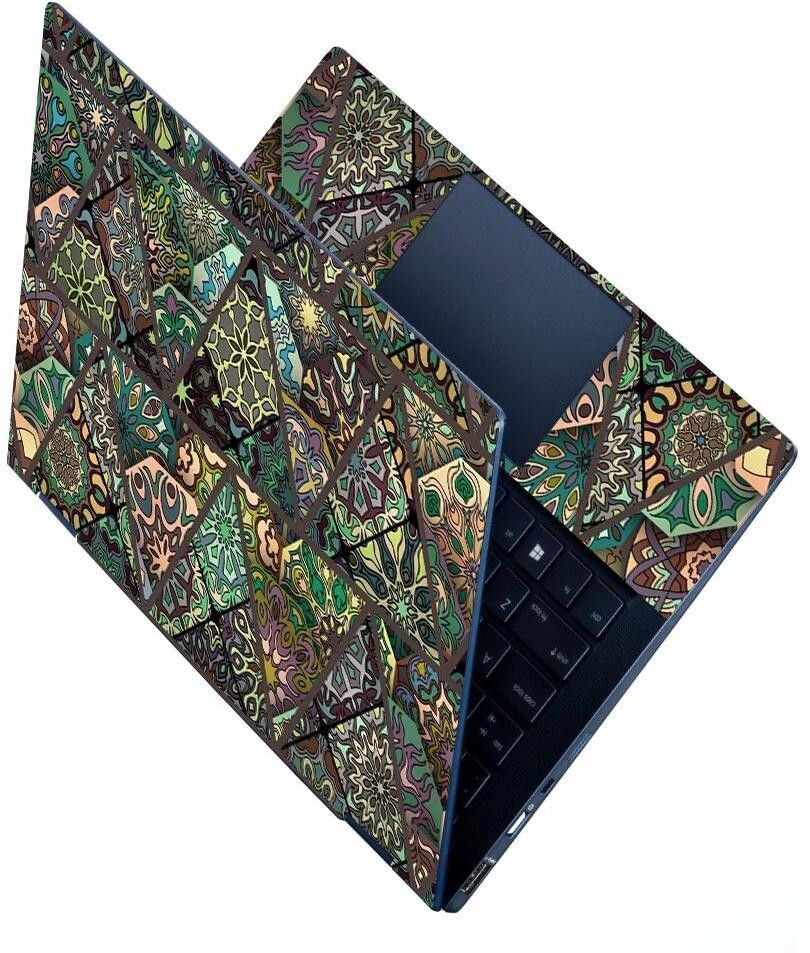 dzazner Premium Vinyl HD Printed Easy to Install Full Panel Laptop Skin/Sticker/Stretchable Vinyl/Cover for all Size Laptops upto 15.6 inch No Residue, Bubble Free - Mosaic Texture Triangle Art Self Adhesive Vinyl Laptop Decal 15.6-picture-12