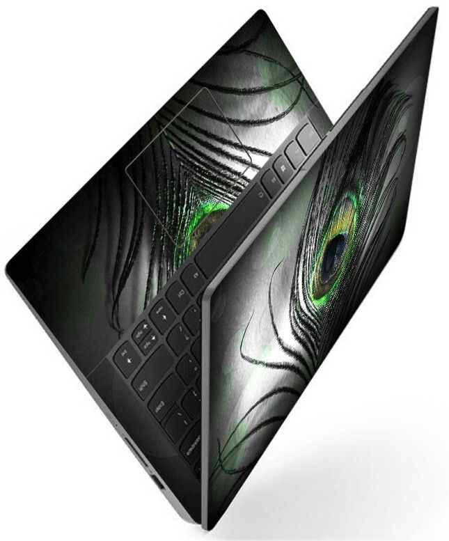 Techfit Full Body Laptop Skin Fits Size Upto 15.6 Inches - Black Feather Premium Stretched Vinyl Laptop Decal 15.6-picture-13