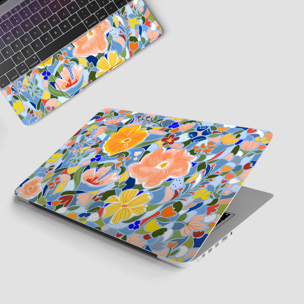 Yuckquee Floral Top+Wrist Pad Vinyl Laptop Skin/Sticker/Cover Vinyl Laptop Decal 17.3 F-2 Vinyl Laptop Skin Compatible for 17.3 inch-image-2