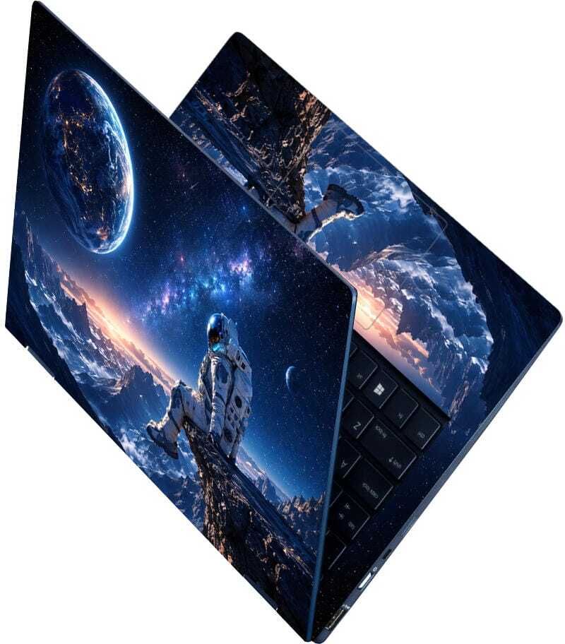 Techfit Premium HD UV Printed Full Body Laptop Skin - Space Astronaut Cliff Earth View Self Adhesive Vinyl Laptop Skin Compatible for 15.6 inch-image-34