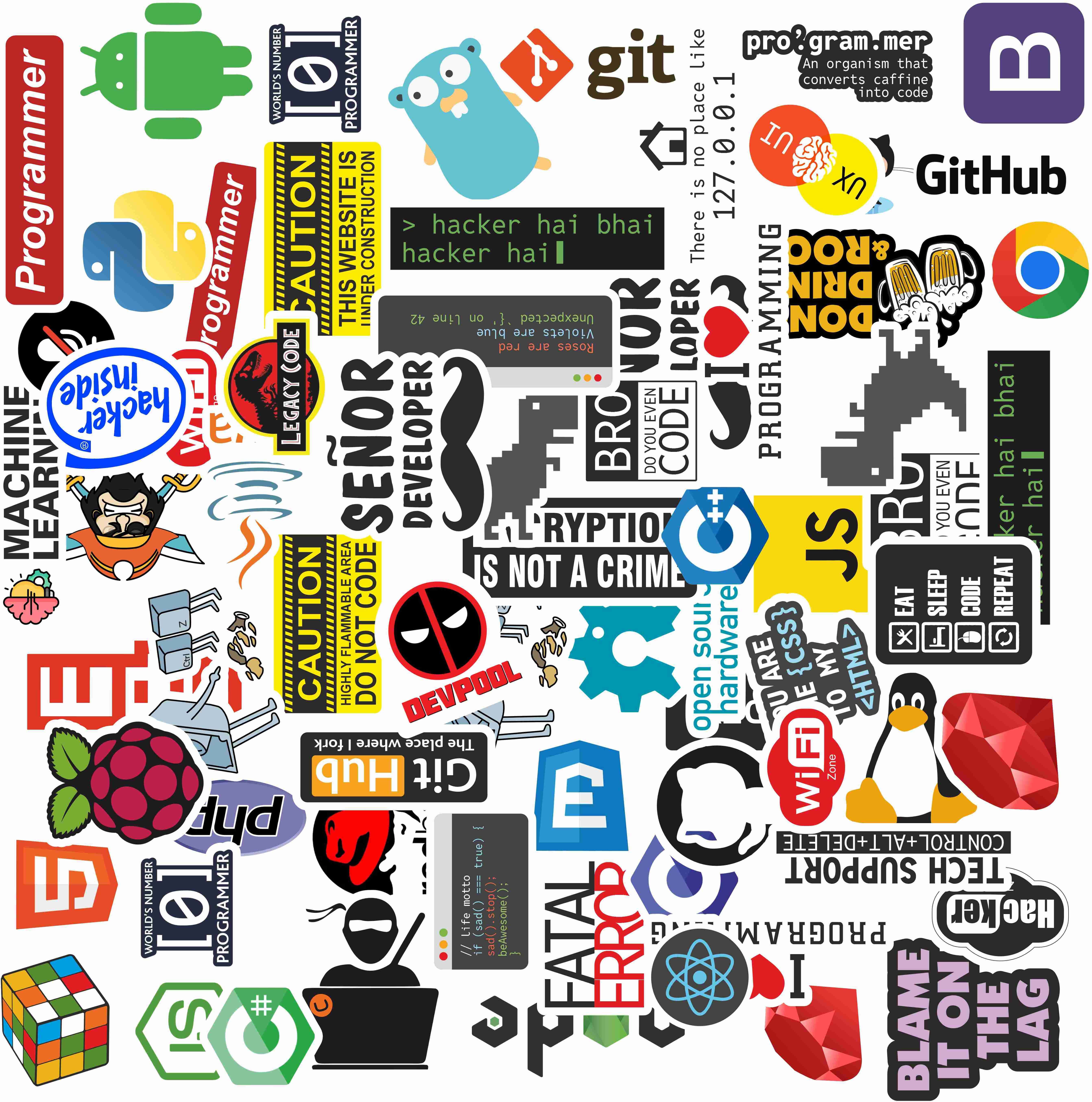 PRINTHUA Laptop Sticker for Programmer, Coder, Developers & IT Professionals Pack of 70 Vinyl, Residue Free, Water Proof Laptop Decal 15.5-image-7