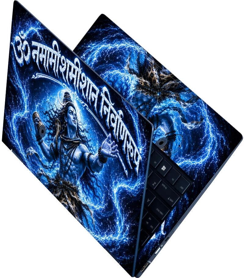Techfit Premium HD UV Full Body Laptop Skin Sticker - Shiva Om Namami Damaru Blue Self Adhesive Vinyl Laptop Skin Compatible for 15.6 inch-image-16