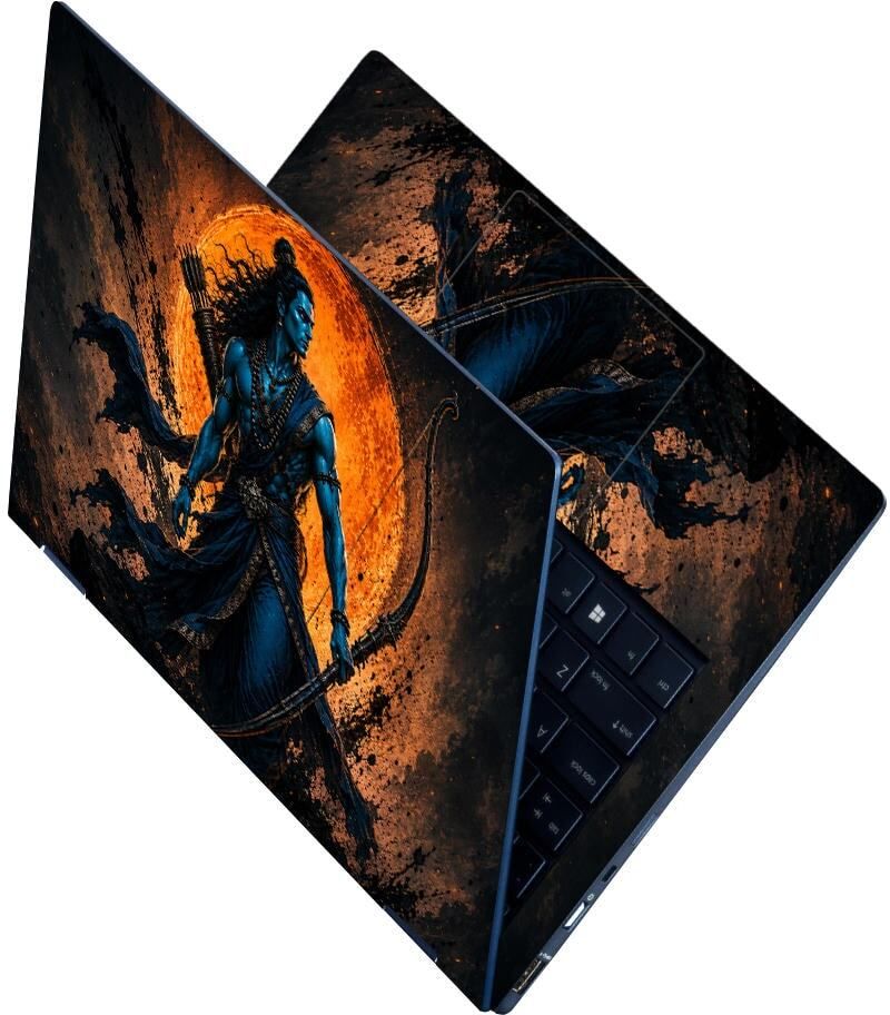 Techfit Premium HD UV Full Body Laptop Skin Sticker - Rama Blue Warrior Bow Moon Self Adhesive Vinyl Laptop Skin Compatible for 15.6 inch-image-43