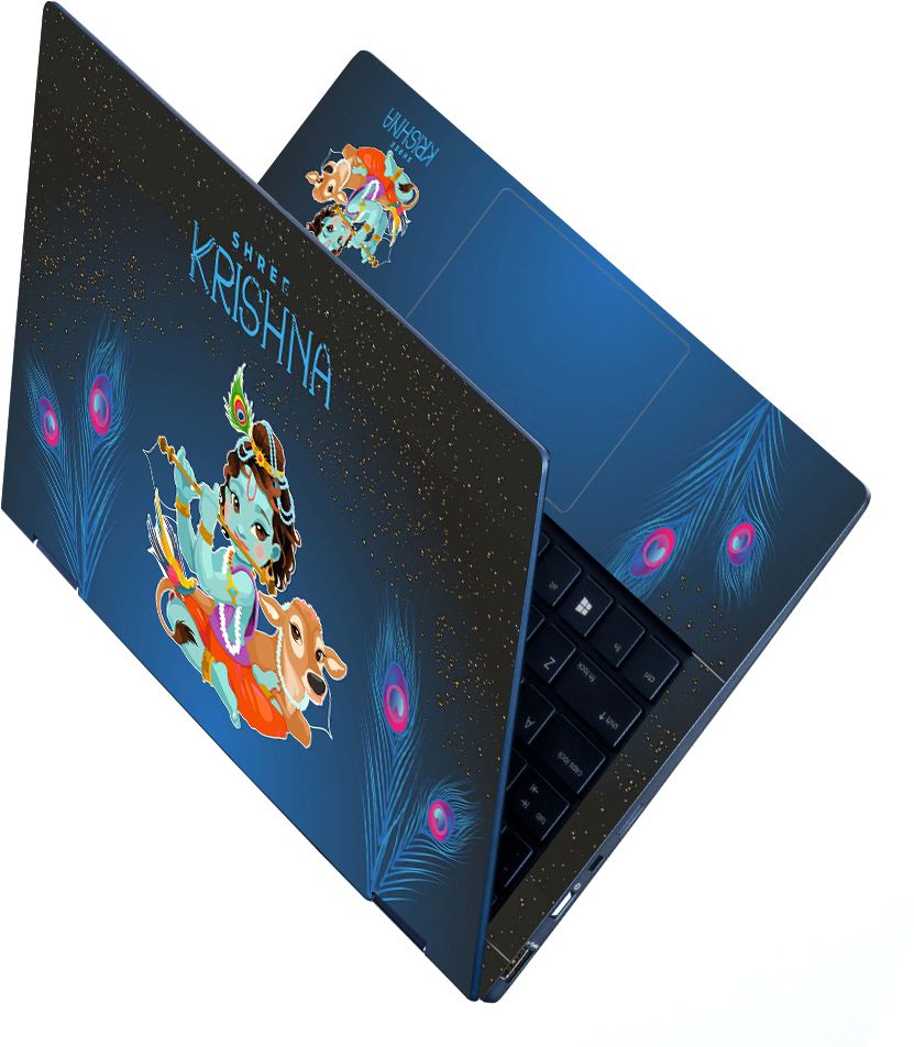 Anweshas Full Body UV Laptop Skin for 15.6 inches - UV_Shree Krishna Cow Night Stars Premium Stretched Vinyl, UV Inks Laptop Decal 15.6-picture-12