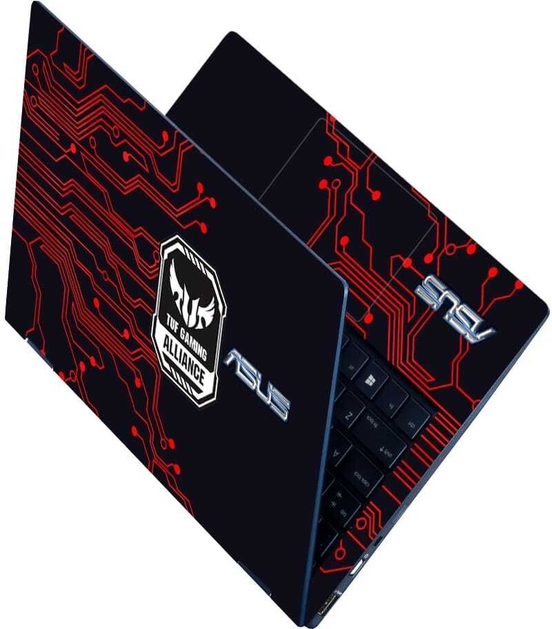 Flipkart SmartBuy Full Body Laptop Skin for Laptops Upto 15.6 Inch - ASUS TUF Red Circuit Design HD Sticker No Residue Removable Self Adhesive Vinyl Laptop Decal 15.6-image-0