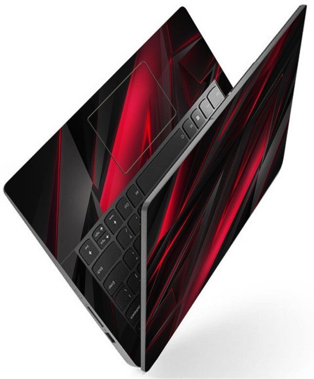 Techfit Full Body Laptop Skin Fits Size Upto 15.6 Inches - Black Red 3D Pattern Premium Stretched Vinyl Laptop Decal 15.6-image-28