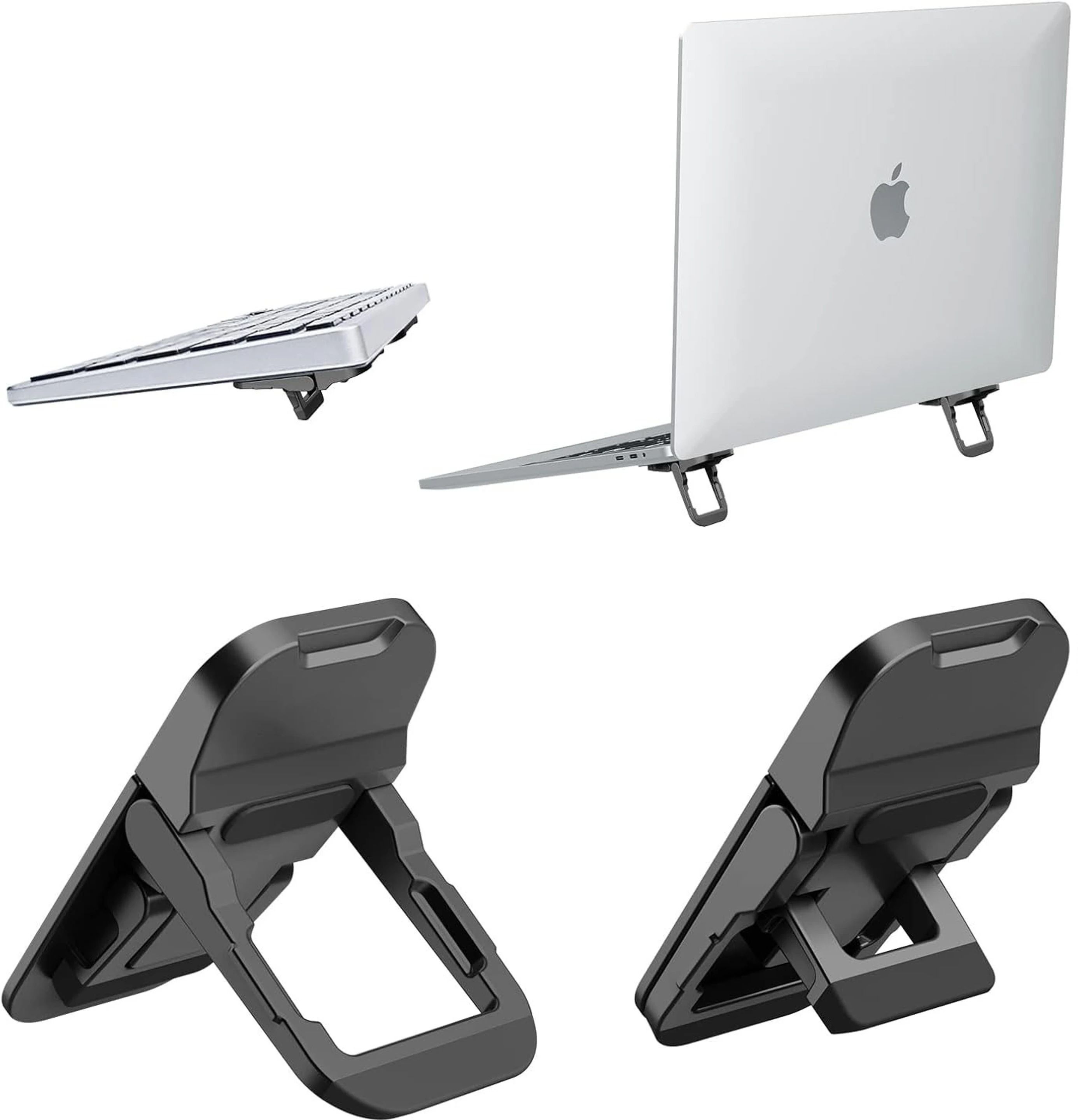 EYNK Laptop Keyboard Stand Adjustable Angles Portable Laptop Desk Risers Two Pieces Computer Keyboard Desk Stand with Three Adjustable Laptop Riser Aluminium Laptop Stand with Adjustable Height Compatible with Universal, 26 - 35 cm, 40 - 44cm Laptops-image-13