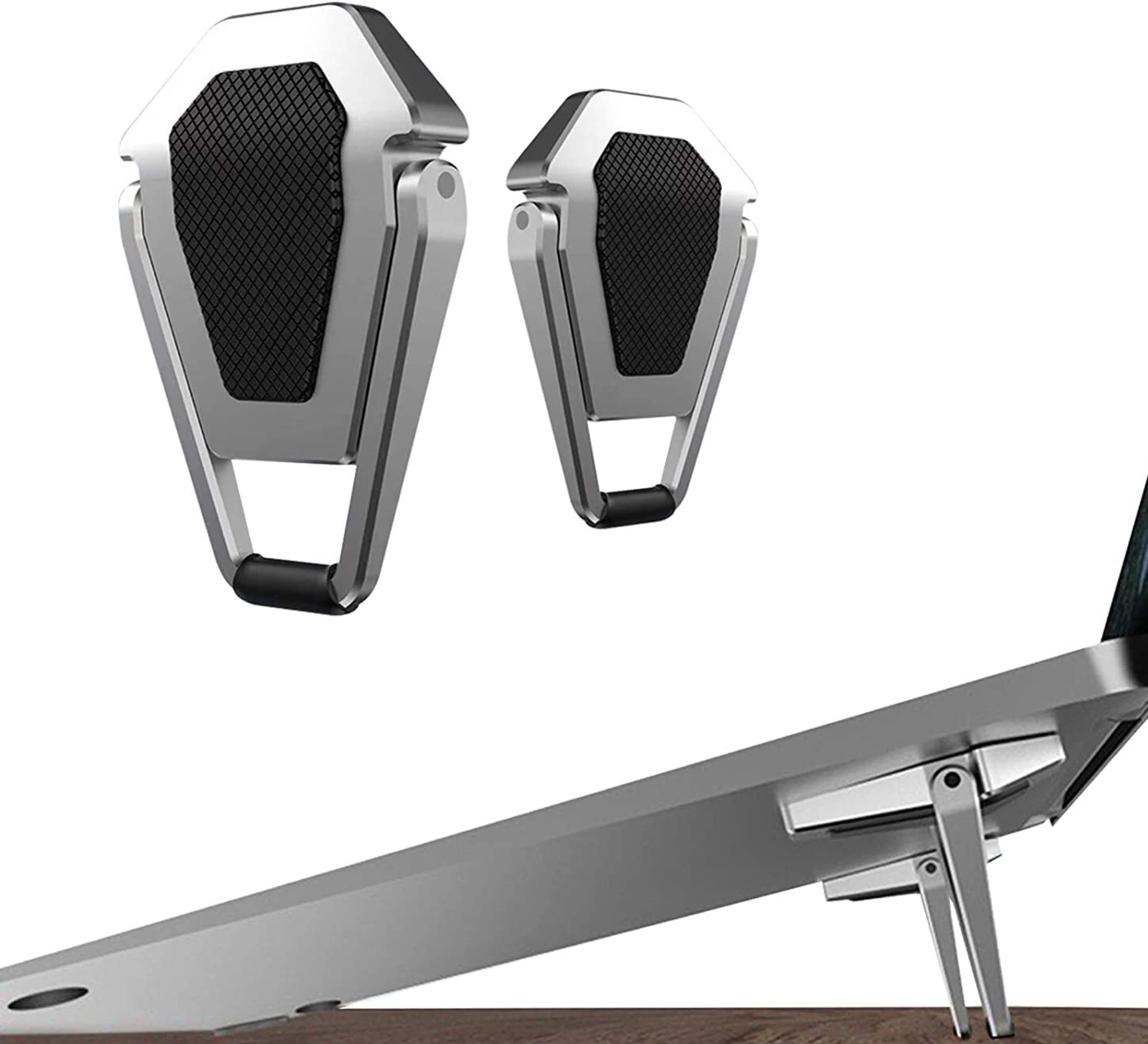 EYNK Adhesive Portable Folding Laptop Risers 2 Pcs Premium Metal Folding Portable Laptop Stand Tabletop Risers for 10-17 Inch Aluminium Laptop Stand with Adjustable Height Compatible with Universal Laptops-image-24