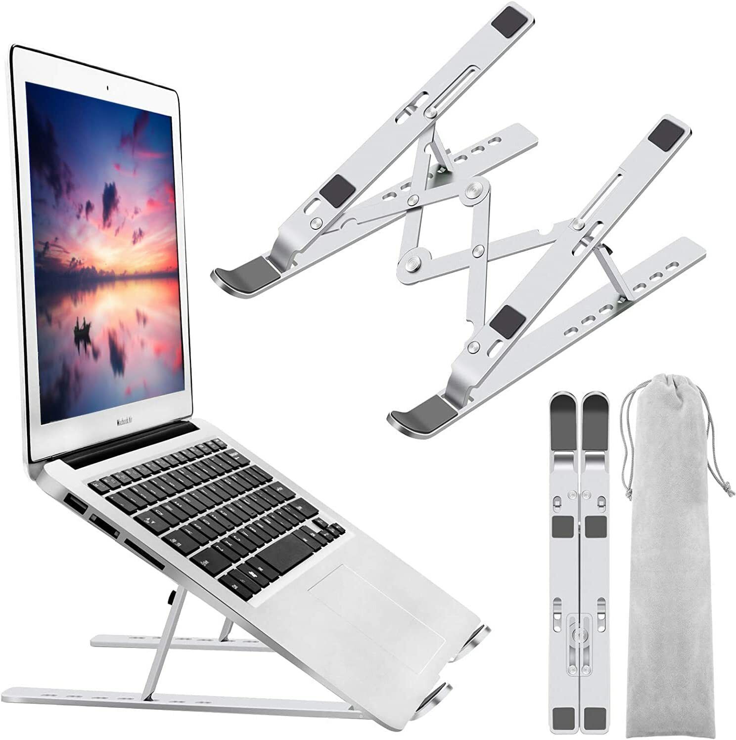 Pecan Pecan laptop stand Aluminum Tabletop Laptop/Desktop Riser Stand for MacBook, HP, Dell, & All Other Laptop Stand-image-29