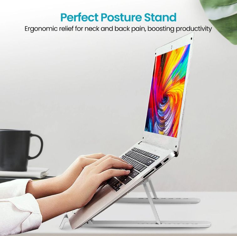 DARSHAN ENTERPRISESSS NP_LAPTOPSTAND ALLUMINIUM 2009 Aluminium Rotatable Laptop Stand with Adjustable Height Compatible with Universal Laptops-image-29