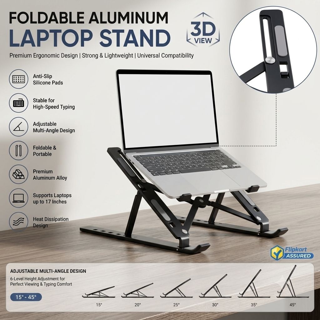 Aspire World ALS-01 Aluminium Rotatable Laptop Stand with Adjustable Height Compatible with Universal Laptops-image-42