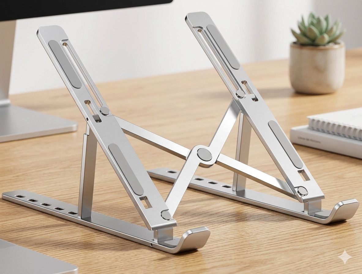 AarooFashion AeroLift Aluminium Laptop Stand ALS-1001 Aluminium, Stainless Steel Rotatable Laptop Stand with Adjustable Height Compatible with Universal, 26 - 35 cm Laptops-image-2
