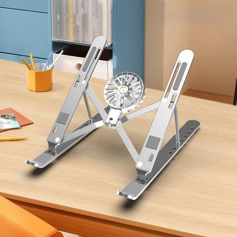 STYALY Styaly Adjustable Laptop Stand with 360° Rotating Base with cooling pad Laptop Cooler Stand with Detachable Fan-001 Aluminium Rotatable Laptop Stand with Adjustable Height Compatible with Universal Laptops-image-34