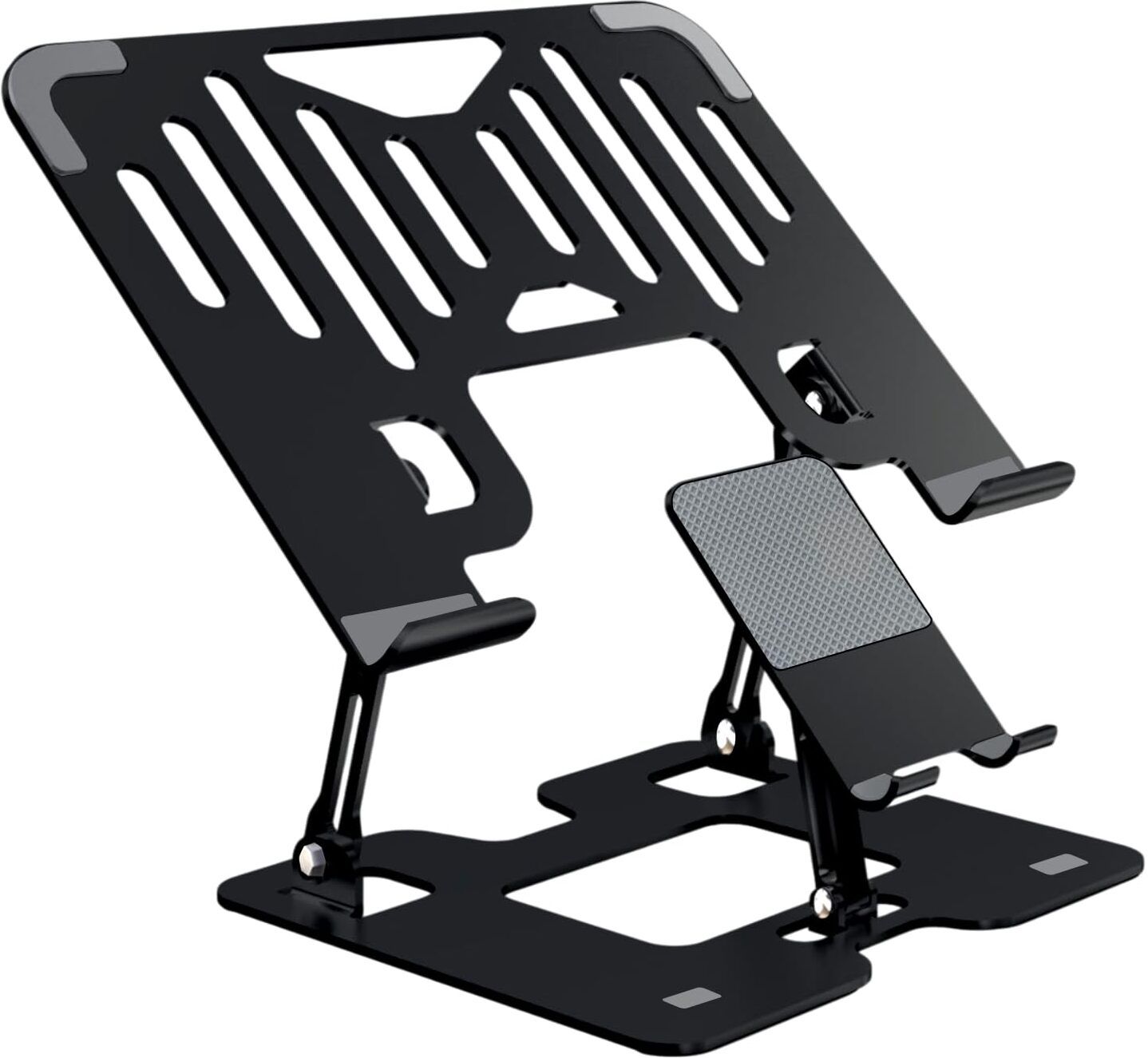 Redclip 2 in 1 Adjustable Laptop Stand with Mobile Holder | Foldable & Ventilated Riser 2 in 1 Adjustable Laptop Stand with Mobile Holder | Foldable & Ventilated Riser Carbon Steel Desk Stand Laptop Stand with Adjustable Height Compatible with Universal Laptops-image-8