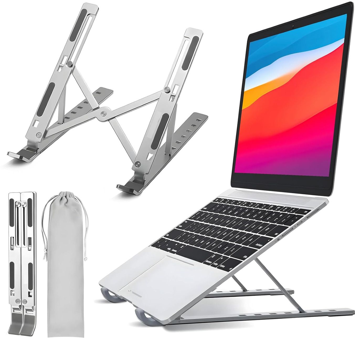 ELITEWAVE ELITEWAVE Laptop Stand ,Foldable, Adjustable Ventilated 15.6 Inch MacBook, HP, Dell Aluminium Floor and Desk Stand Rotatable Laptop Stand with Adjustable Height Compatible with Universal Laptops-image-20