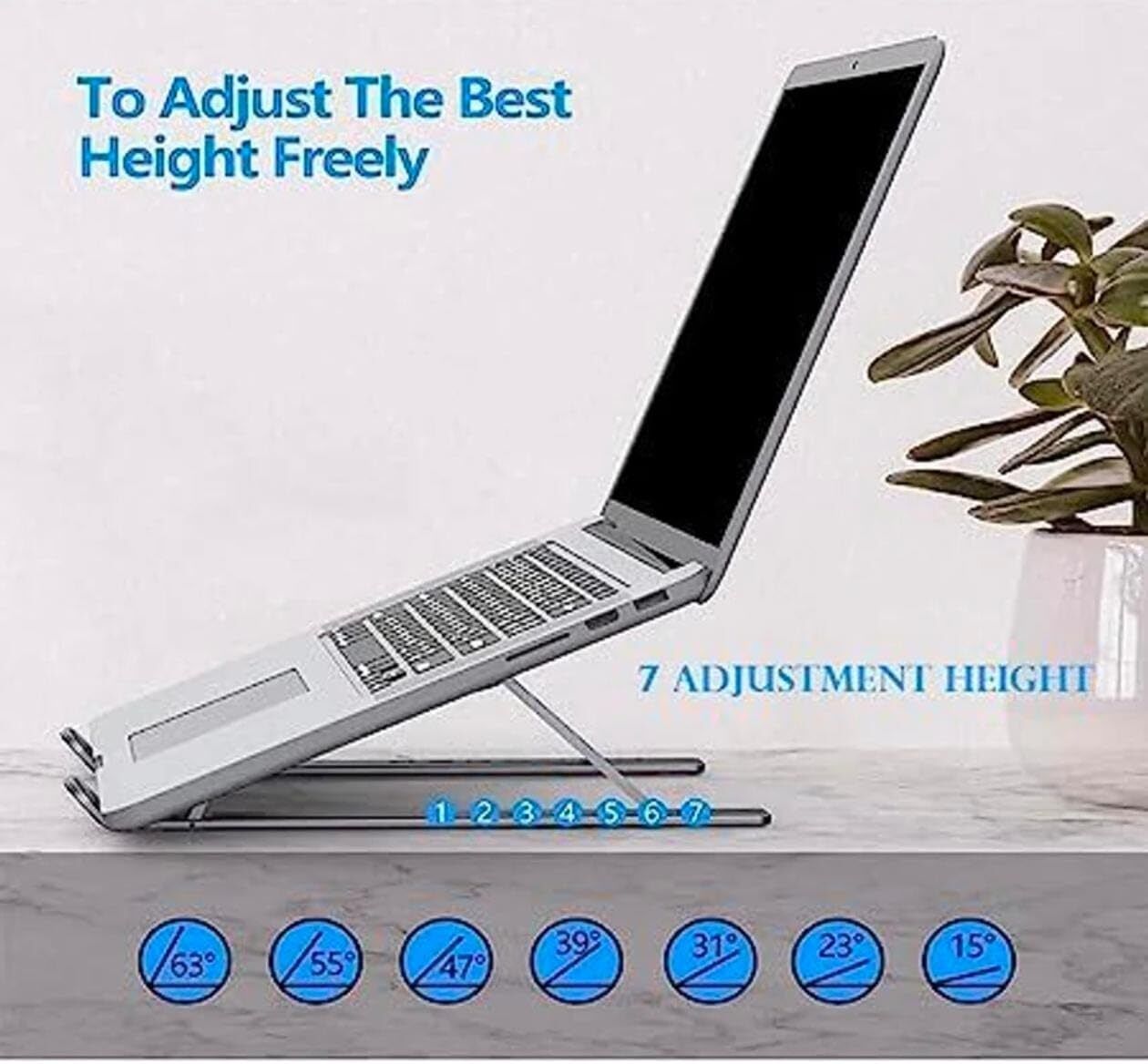 Cipto Portable Foldable Laptop Stand (Model H1427) Folding Height Adjustable Foldable Portable Desktop Holder Riser Aluminium Laptop Stand with Adjustable Height Compatible with 36 - 39cm Laptops-image-26